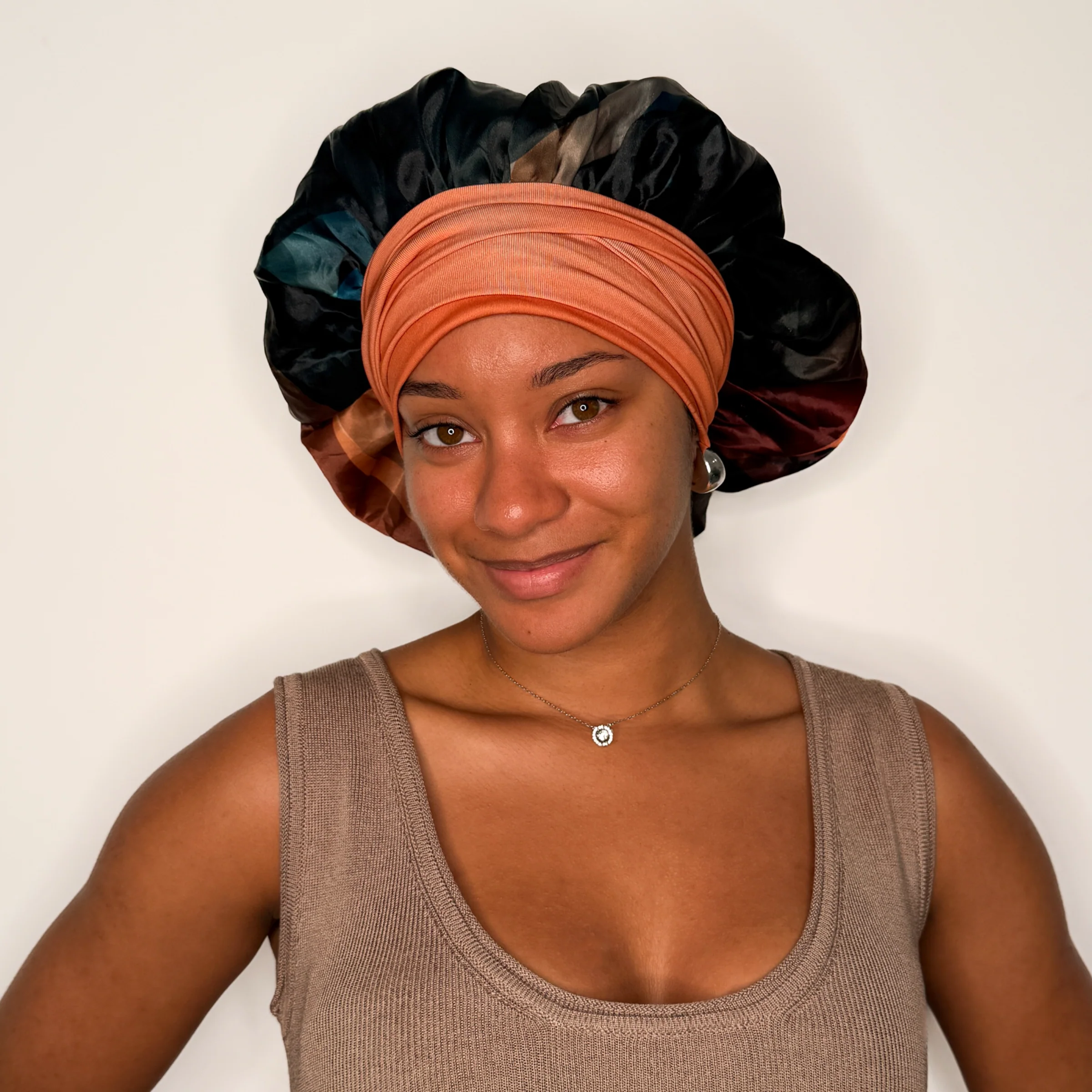 Luxe Satin Bonnet - Limited Edition Cinnamon Swirl Collection - Image 9